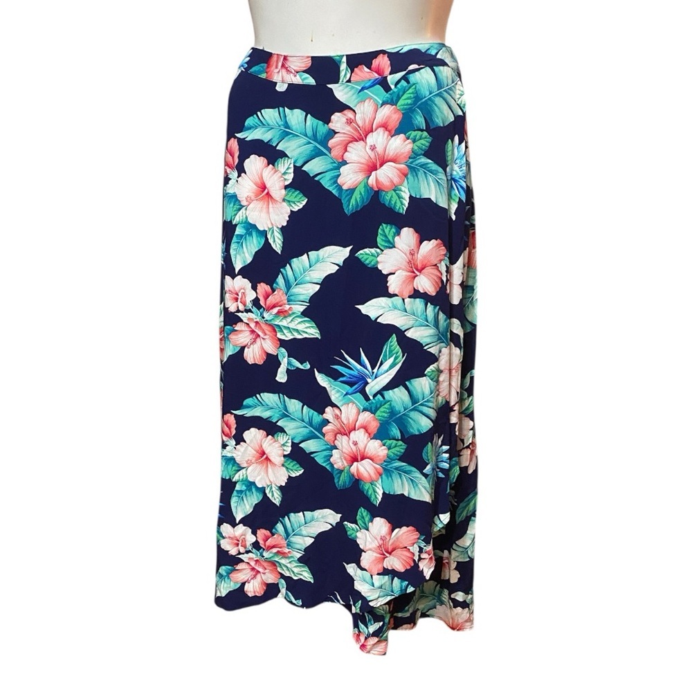 Tommy Bahama CaFloristic Approach Hawaiian Print Maxi Skirt, Island Navy, Sz 14